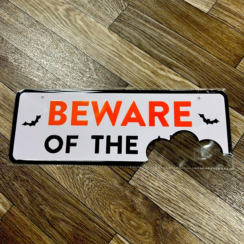 Beware of the Bats cutout Halloween Metal Sign